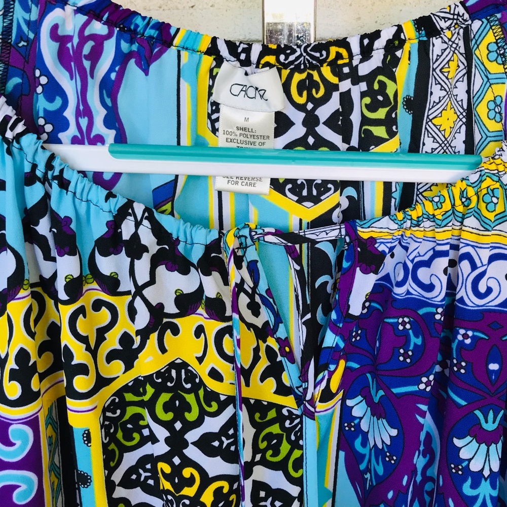 Cache Blue and Yellow Patterned Midi Dress - Picture 4 of 4